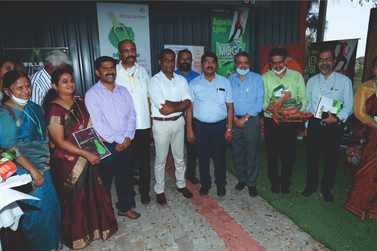 A group at an agricultural exhibition