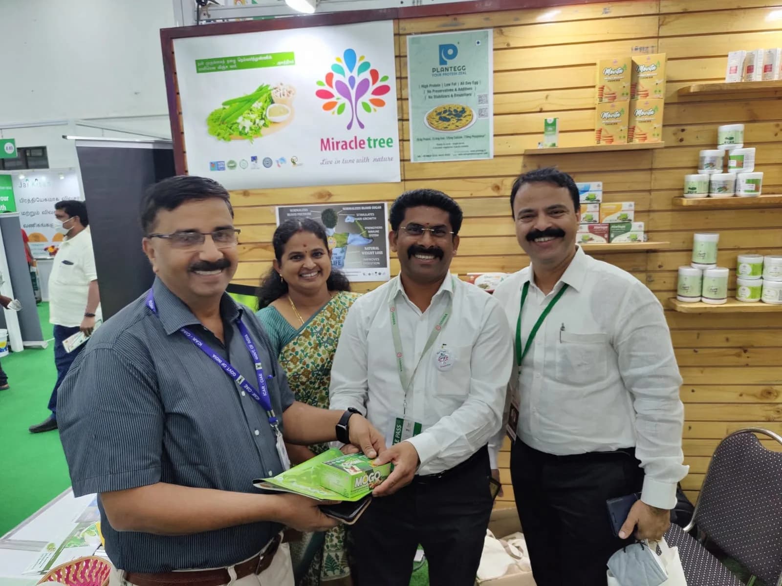 Products being presented to officials at an exhibition
